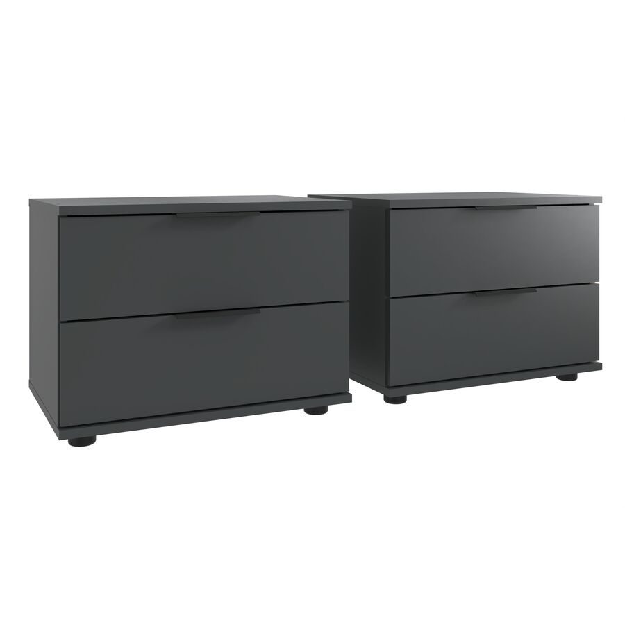 Nachttisch 2er-Set Metaa Grau Holzwerkstoff 104 cm - Farbe: graphit - Nachttisch 2er-Set