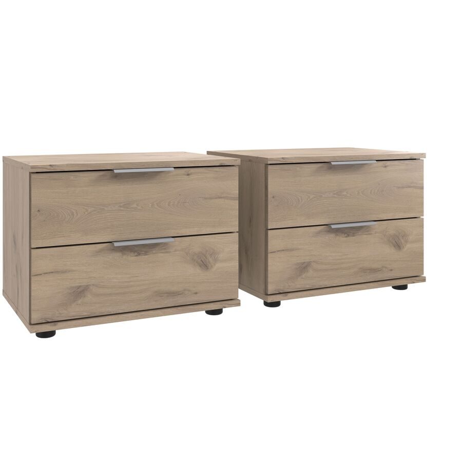 Nachttisch 2er-Set Peyton A Braun Holzwerkstoff 104 cm - Farbe: Eiche Nachbildung - Nachttisch 2er-Set