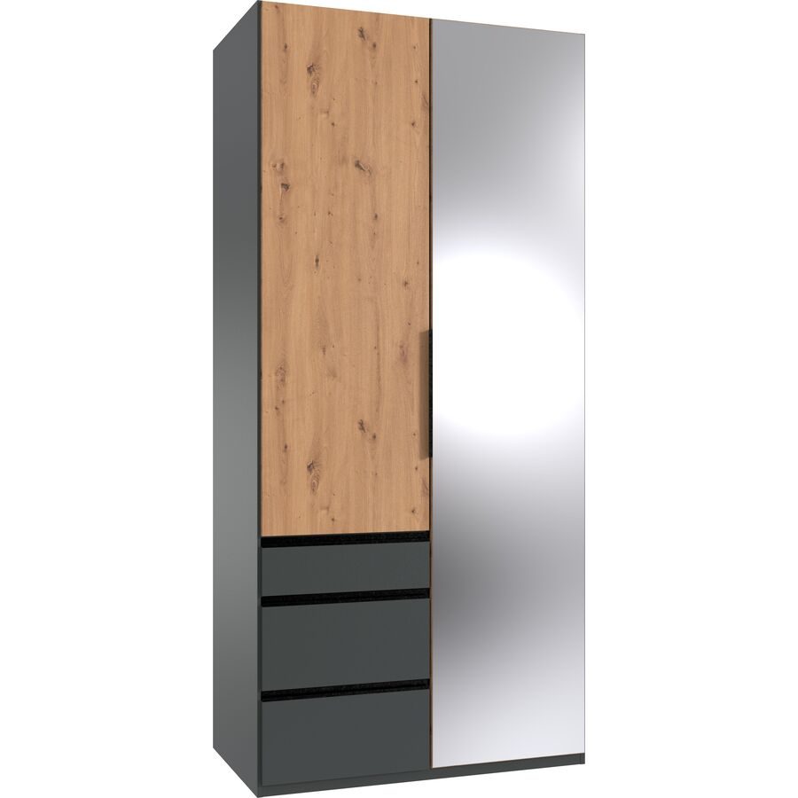 Kleiderschrank Sanko Grau Holz 100 cm 58 cm 216 cm - Farbe: graphit/Eiche Nachbildung - Material: Holzwerkstoff - Kleiderschrank