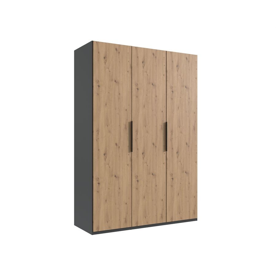 Kleiderschrank Sanko Grau Holz 150 cm 58 cm 216 cm - Farbe: graphit/Eiche Nachbildung - Material: Holzwerkstoff - Kleiderschrank