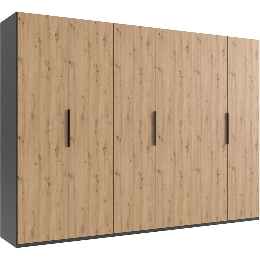 Kleiderschrank Sanko Grau Holz 300 cm 58 cm 216 cm - Farbe: graphit/Eiche Nachbildung - Material: Holzwerkstoff - Kleiderschrank