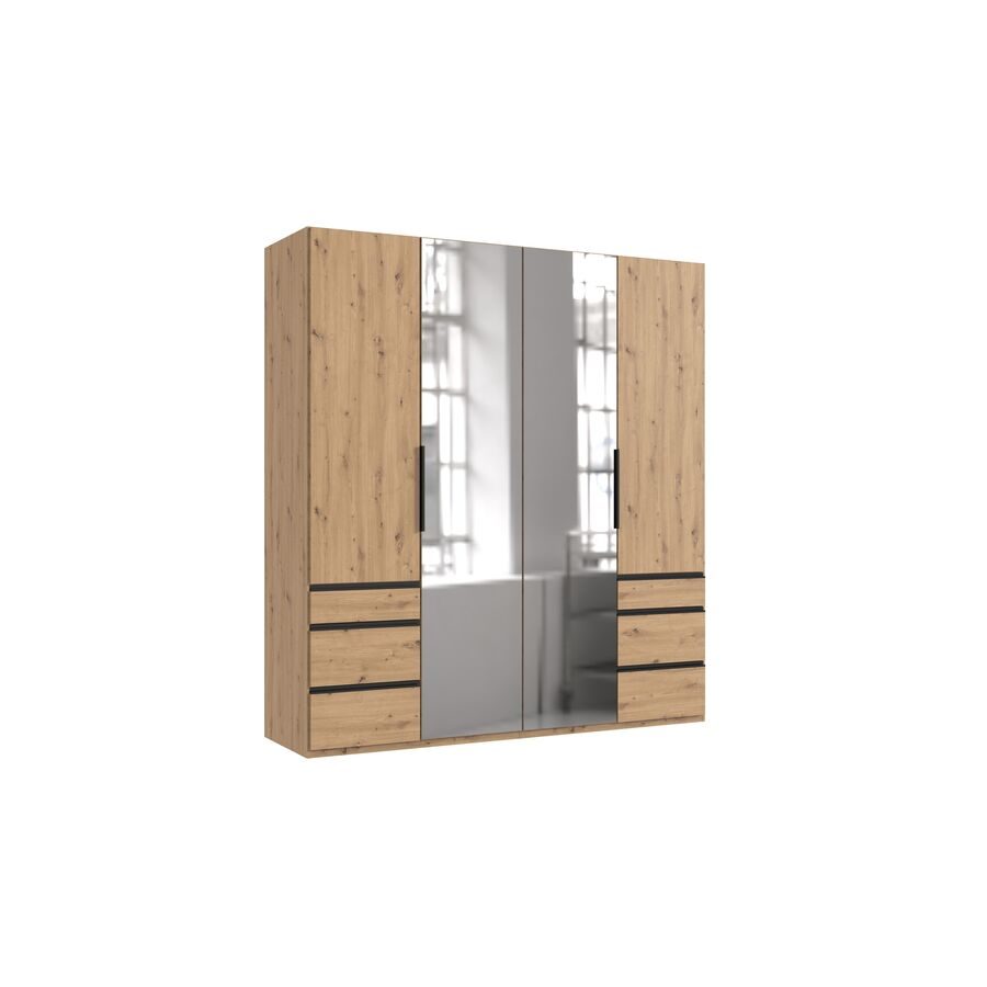 Kleiderschrank Sanko Braun Holz 200 cm 58 cm 216 cm - Farbe: Eiche Nachbildung - Material: Holzwerkstoff - Kleiderschrank
