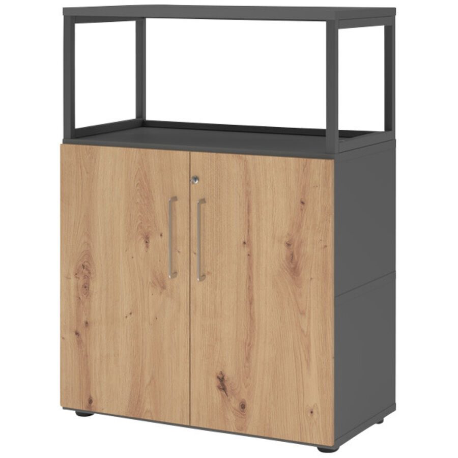 Aktenschrank Flexwall Grau/Braun Holz 41.7 cm 80 cm 110 cm - Farbe: graphit, natur - Material: Holzwerkstoff - Aktenschrank