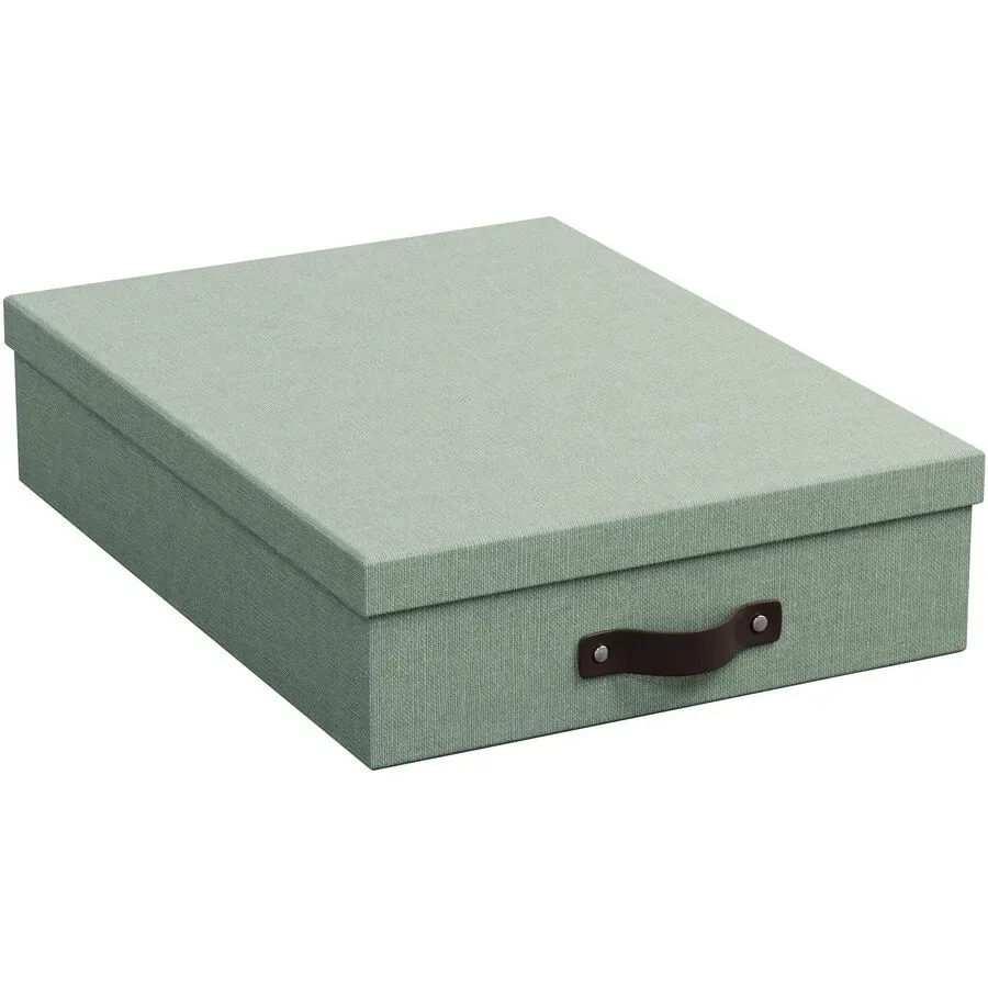 BIGSO BOX Aufbewahrungsbox Oskar L35xB26xH8.50cm soft teal - Material: Papier/Leder - Aufbewahrungsbox