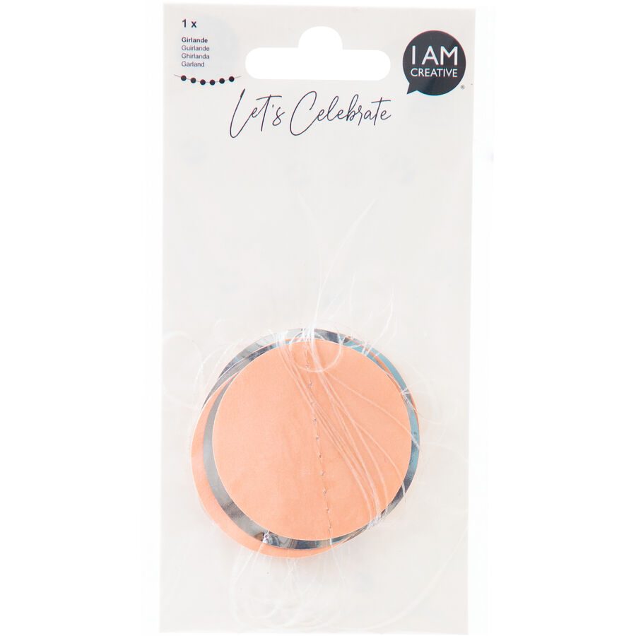 Girlande I am creative Silber/Orange Karton 5 cm 16 cm - Farbe: lachs/silber - Girlande