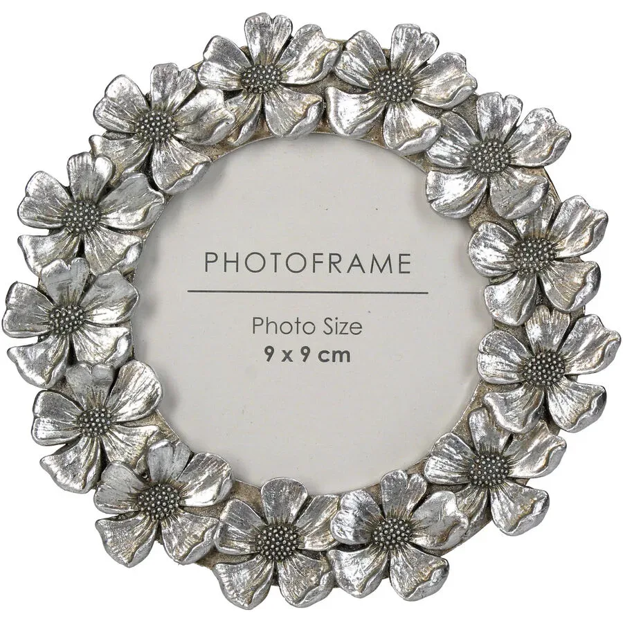 Bilderrahmen Natural & Feminine Glamour Silber 14 cm 13.5 cm - Material: Polyresin/Glas - Bilderrahmen