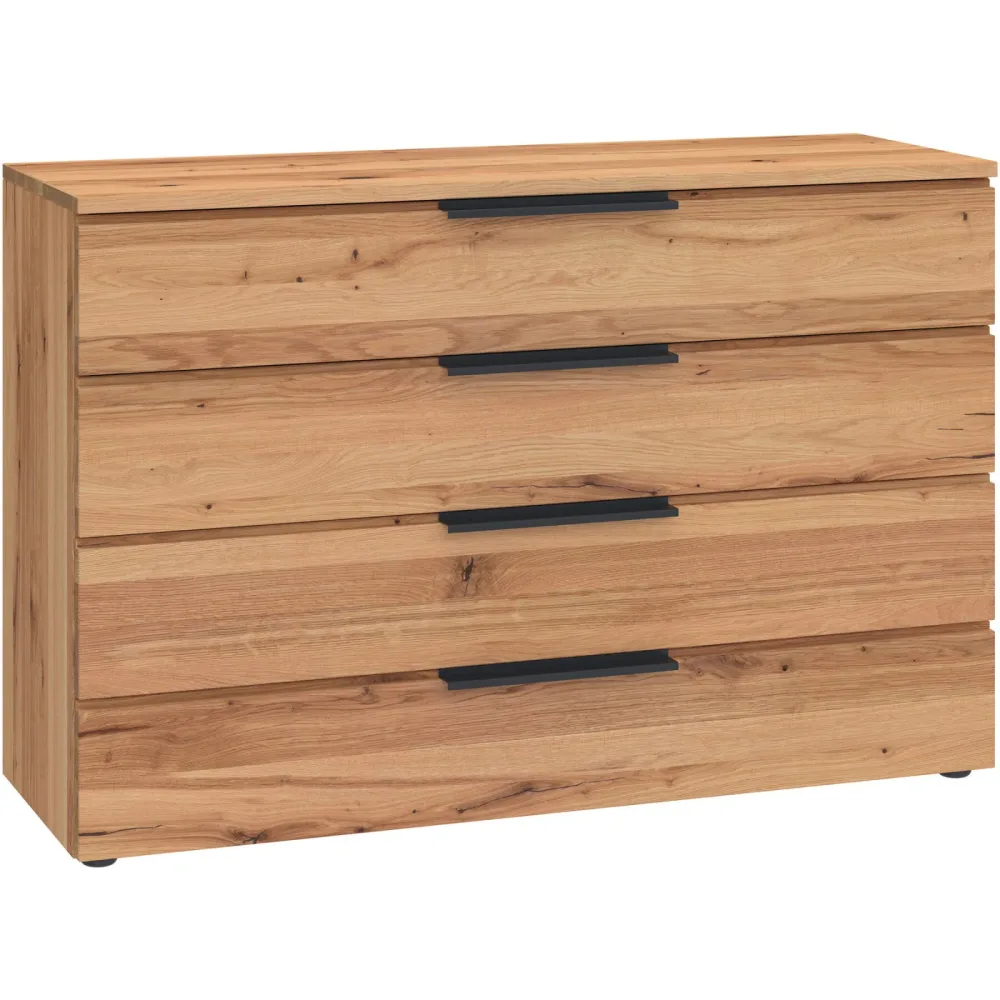 Kommode Holz Werk Braun/Schwarz Holz/Metall 120 cm 44 cm - Farbe: natur, schwarz - Material: Wildeiche, Metall - Kommode