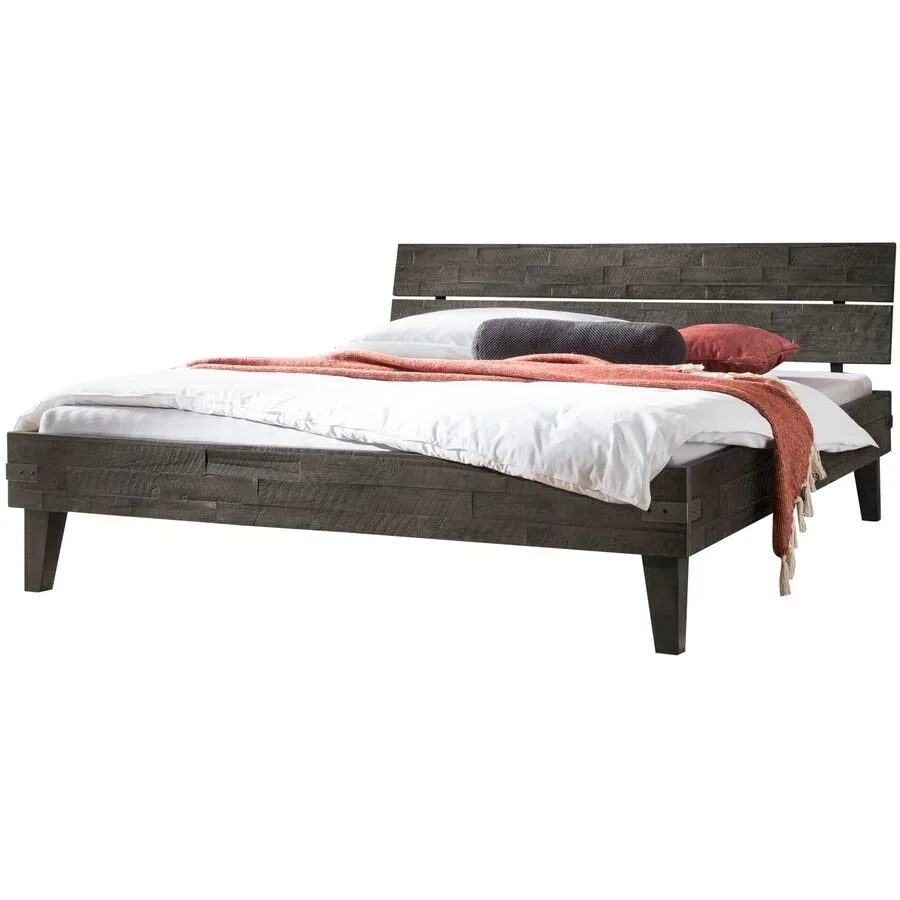 Hasena Bett Therese Grau Holz 100 x 200 cm - Farbe: Dunkelgrau - Material: Akazie - Bett