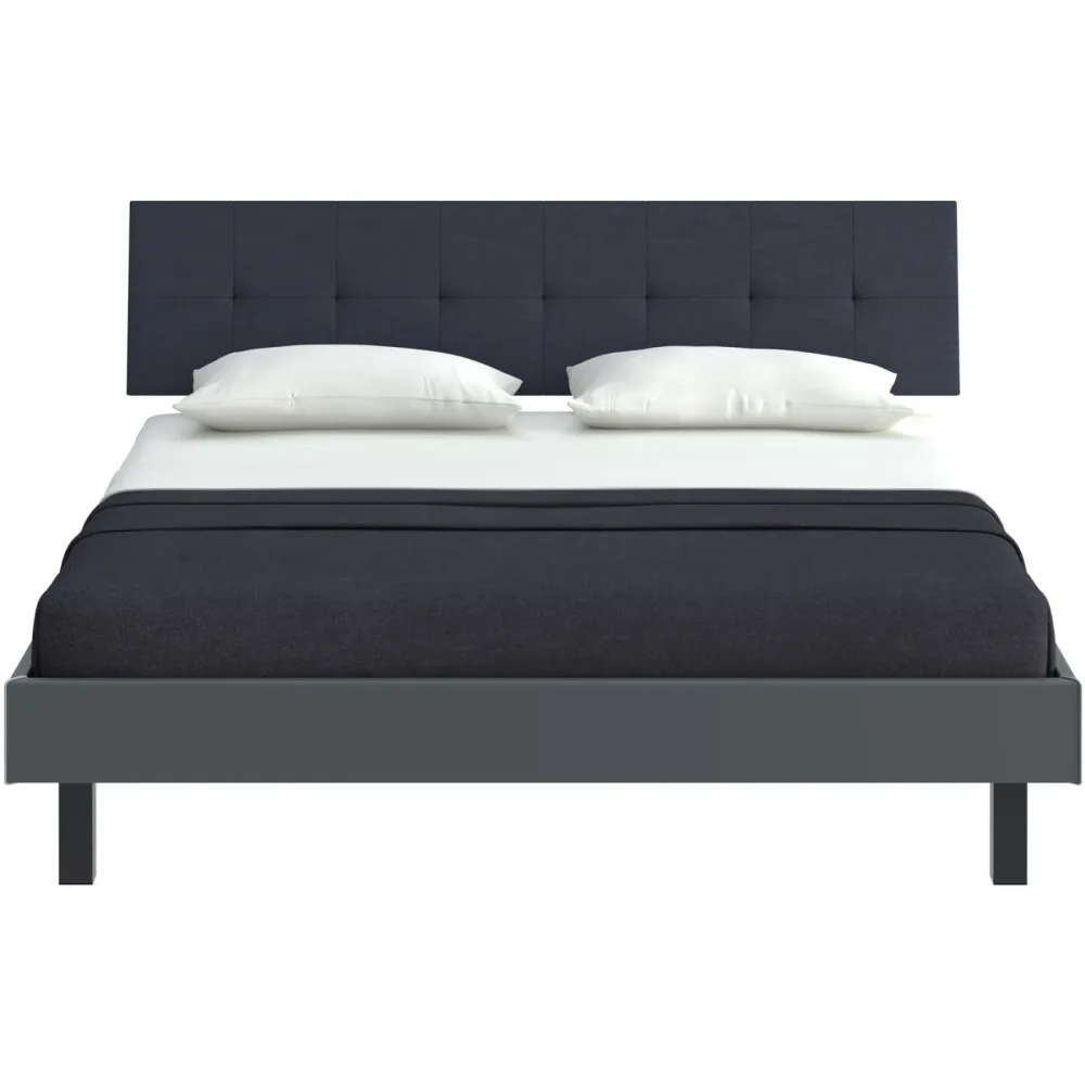 Modular Bett Livorno Grau/Schwarz MDF/Stoff/Metall 160 x 200 cm - Farbe: Dunkelgrau, Schwarz - Material: MDF, Stoff, Metall - Bett