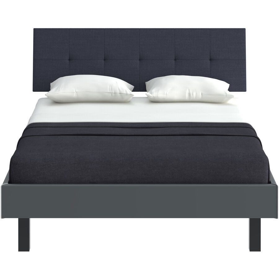 Modular Bett Livorno Grau/Schwarz MDF/Stoff/Metall 120 x 200 cm - Farbe: Dunkelgrau, Schwarz - Material: MDF, Stoff, Metall - Bett