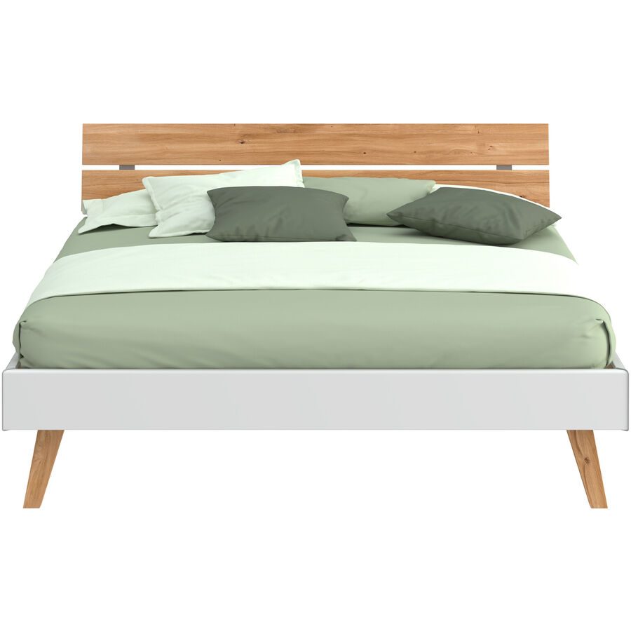 Modular Bett Livorno Braun/Weiss MDF/Holz 160 x 200 cm - Farbe: natur, weiss - Material: MDF, Wildeiche - Bett