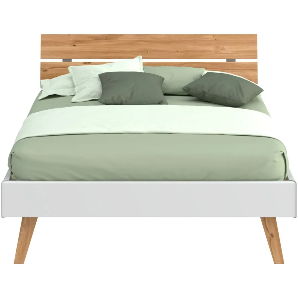 Modular Bett Livorno Braun/Weiss MDF/Holz 140 x 200 cm - Farbe: natur, weiss - Material: MDF, Wildeiche - Bett