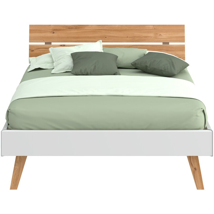 Modular Bett Livorno Braun/Weiss MDF/Holz 120 x 200 cm - Farbe: natur, weiss - Material: MDF, Wildeiche - Bett