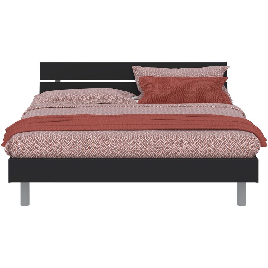 Modular Bett Livorno Schwarz/Grau MDF 180 x 200 cm - Farbe: schwarz, grau - Bett