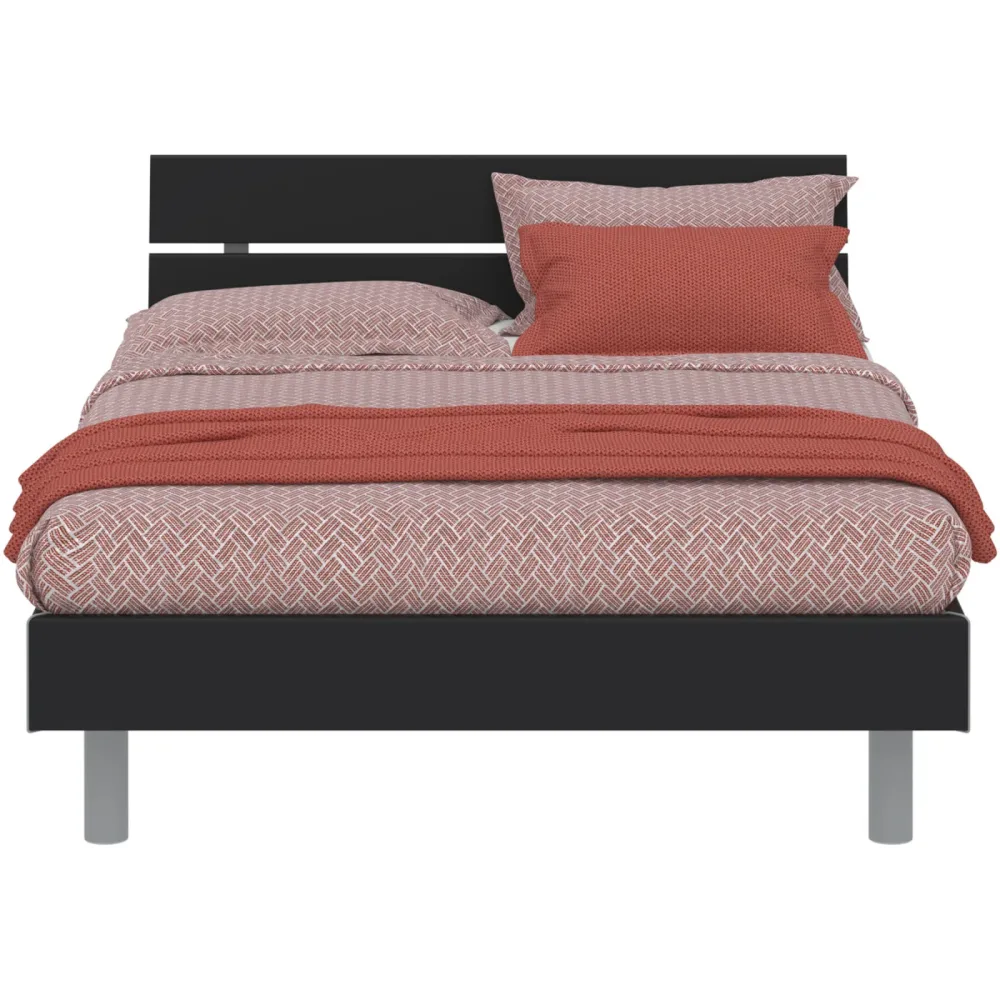 Modular Bett Livorno Schwarz/Grau MDF 90 x 200 cm - Farbe: schwarz, grau - Bett