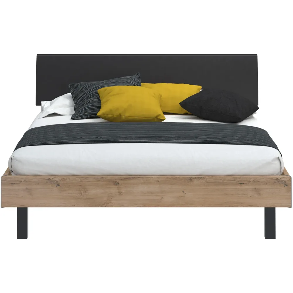 Modular Bett Livorno Braun/Schwarz MDF/Kunstleder/Metall 160 x 200 cm - Farbe: natur, schwarz - Material: MDF, Kunstleder, Metall - Bett