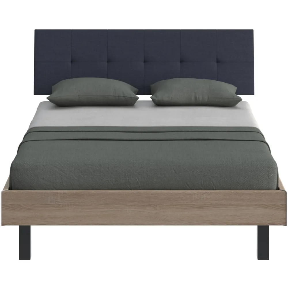 Modular Bett Livorno Braun/Schwarz MDF/Stoff/Metall 140 x 200 cm - Farbe: natur, schwarz - Material: MDF, Stoff, Metall - Bett