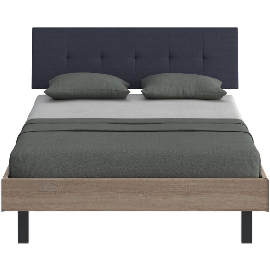 Modular Bett Livorno Braun/Schwarz MDF/Stoff/Metall 90 x 200 cm - Farbe: natur, schwarz - Material: MDF, Stoff, Metall - Bett