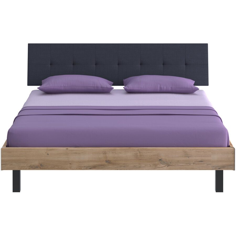 Modular Bett Livorno Braun/Schwarz MDF/Stoff/Metall 160 x 200 cm - Farbe: natur, schwarz - Material: MDF, Stoff, Metall - Bett