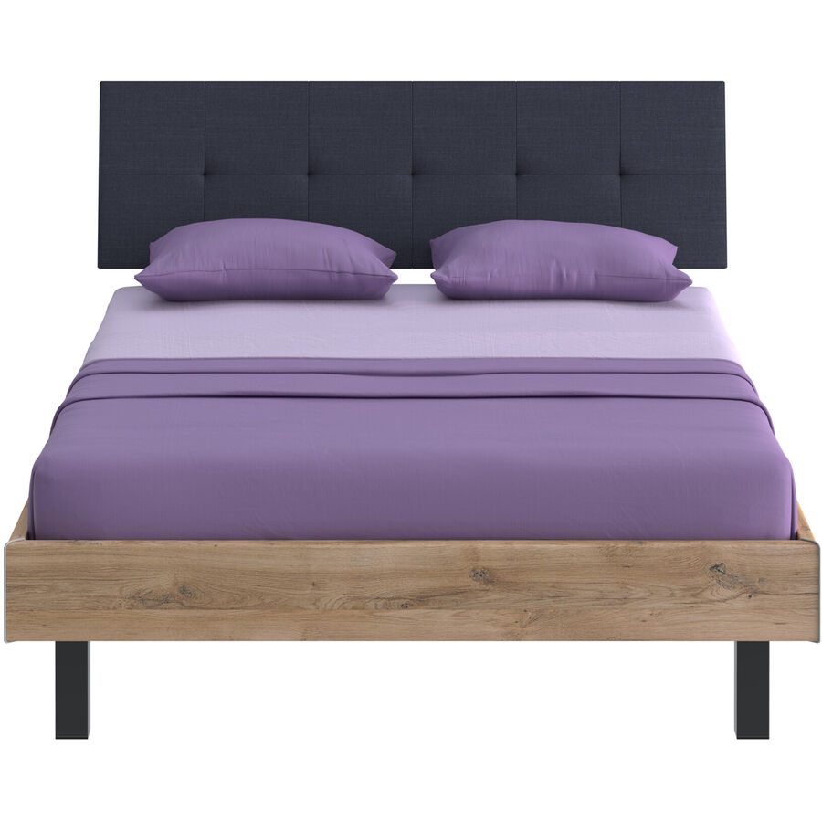 Modular Bett Livorno Braun/Schwarz MDF/Stoff/Metall 140 x 200 cm - Farbe: natur, schwarz - Material: MDF, Stoff, Metall - Bett