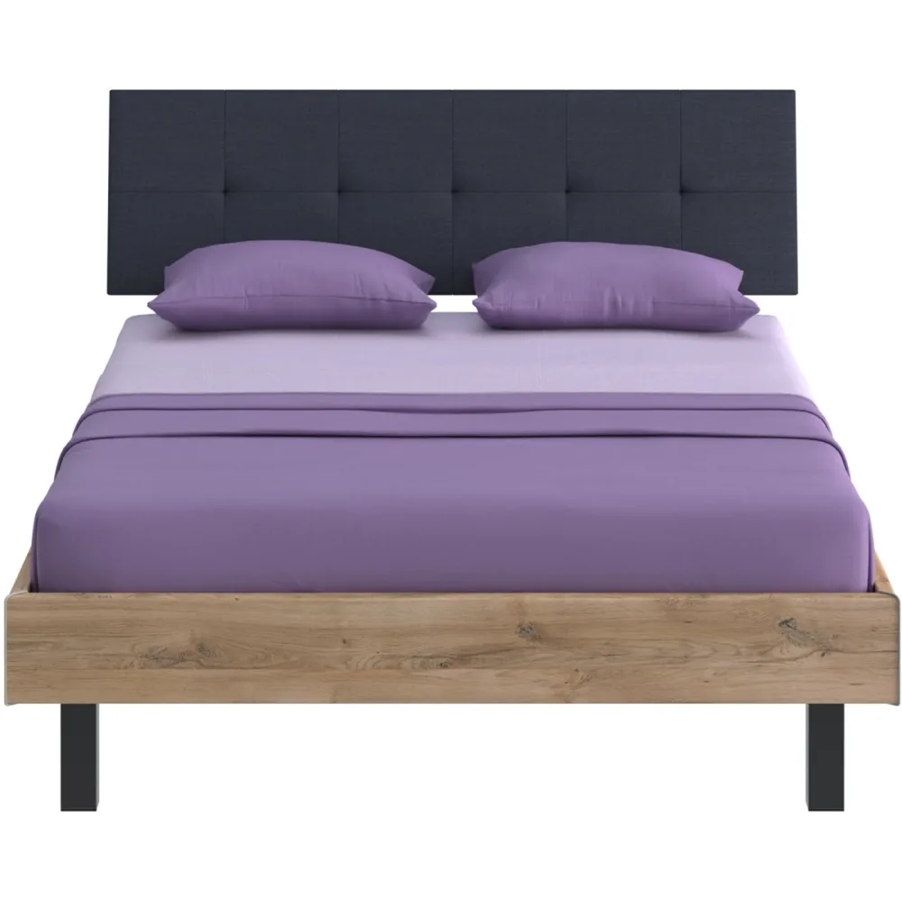 Modular Bett Livorno Braun/Schwarz MDF/Stoff/Metall 90 x 200 cm - Farbe: natur, schwarz - Material: MDF, Stoff, Metall - Bett