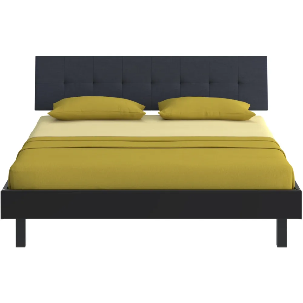 Modular Bett Livorno Schwarz MDF/Stoff/Metall 180 x 200 cm - Material: MDF, Stoff, Metall - Bett