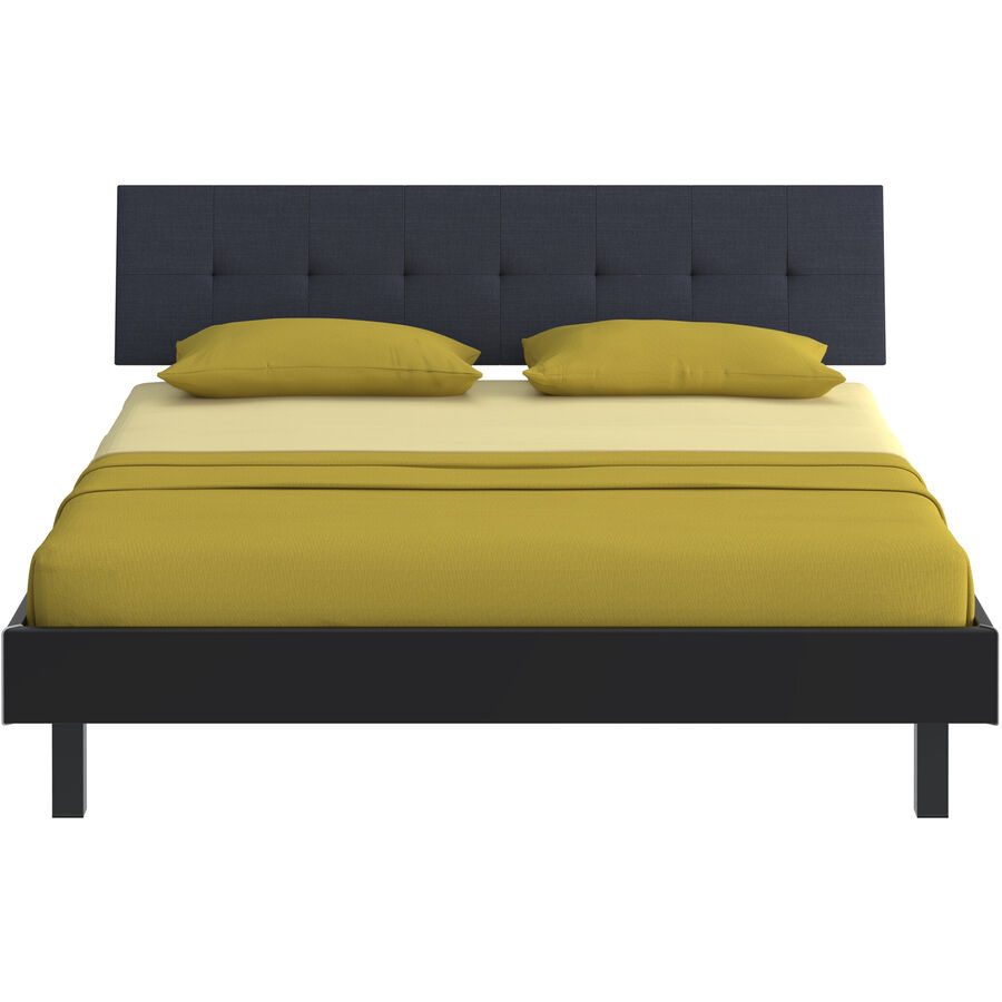 Modular Bett Livorno Schwarz MDF/Stoff/Metall 160 x 200 cm - Material: MDF, Stoff, Metall - Bett
