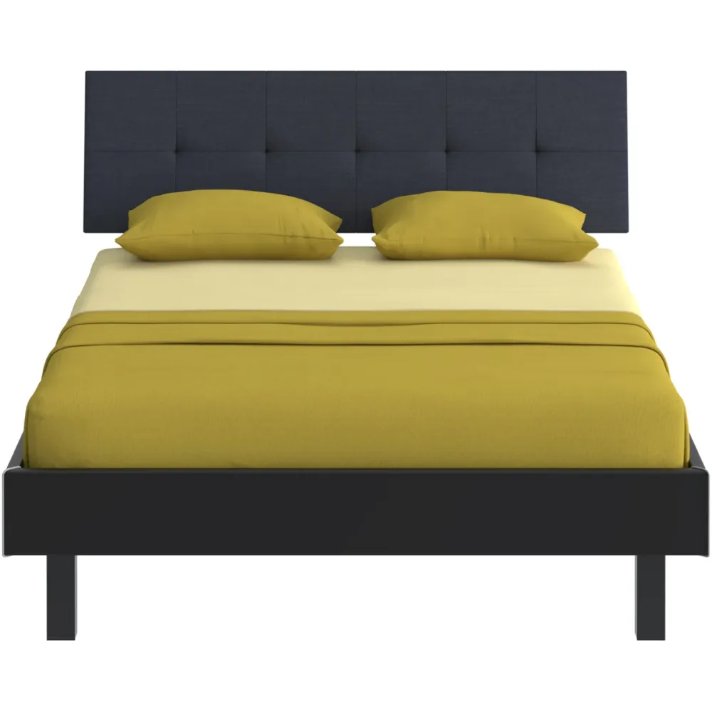 Modular Bett Livorno Schwarz MDF/Stoff/Metall 120 x 200 cm - Material: MDF, Stoff, Metall - Bett