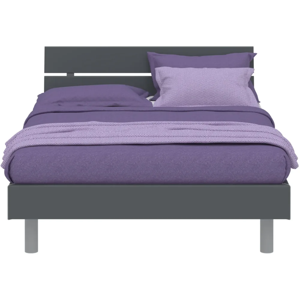 Modular Bett Livorno Grau MDF/Kunststoff 120 x 200 cm - Farbe: Dunkelgrau, Grau - Material: MDF, Kunststoff - Bett