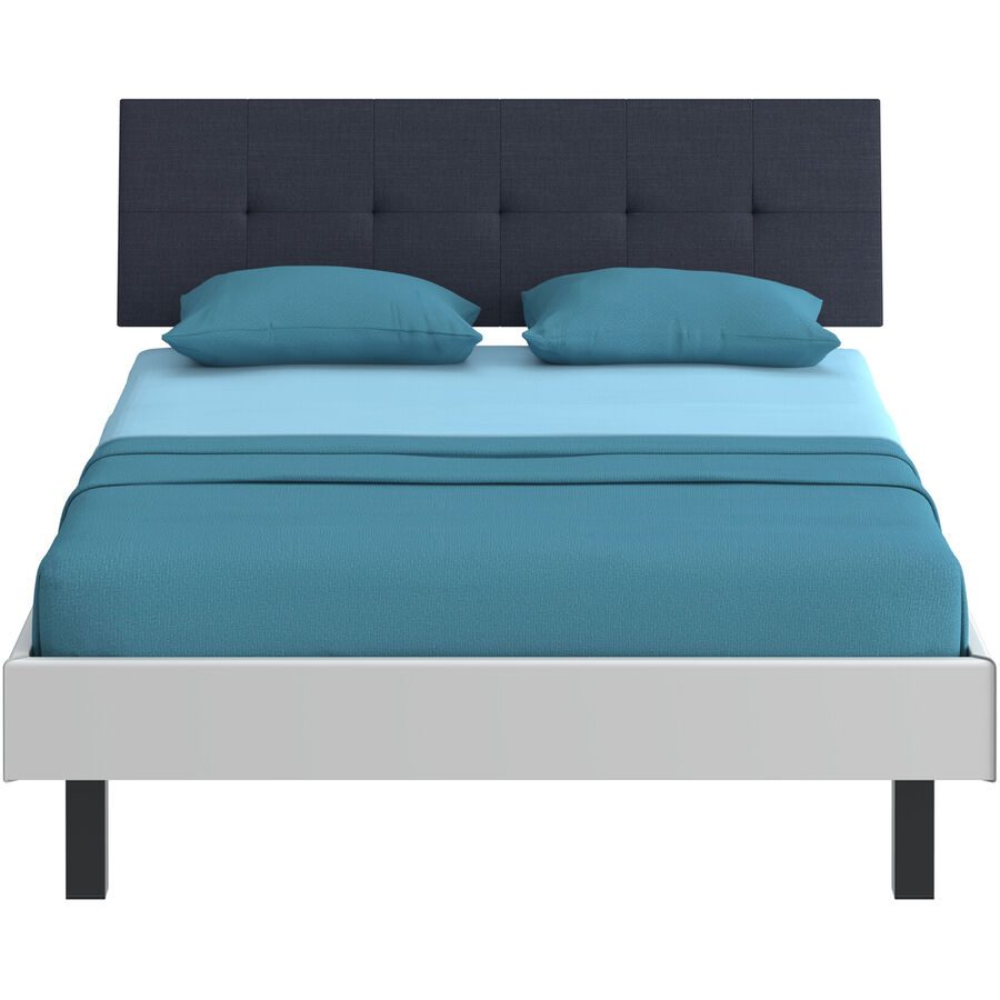 Modular Bett Livorno Weiss/Schwarz MDF/Stoff/Metall 120 x 200 cm - Farbe: weiss, schwarz - Material: MDF, Stoff, Metall - Bett