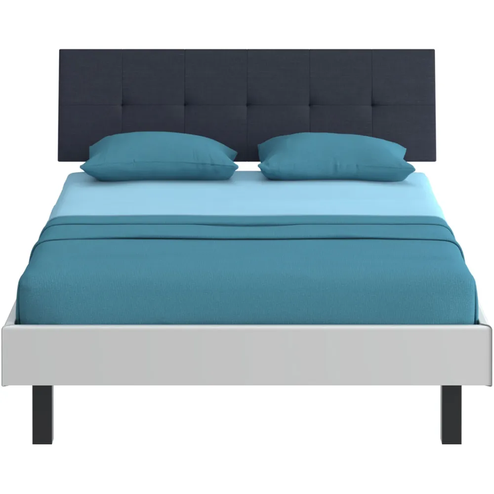 Modular Bett Livorno Weiss/Schwarz MDF/Stoff/Metall 90 x 200 cm - Farbe: weiss, schwarz - Material: MDF, Stoff, Metall - Bett