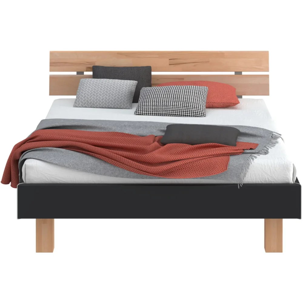 Modular Bett Livorno Braun/Schwarz MDF/Holz 90 x 200 cm - Farbe: natur, schwarz - Material: MDF, Buche - Bett