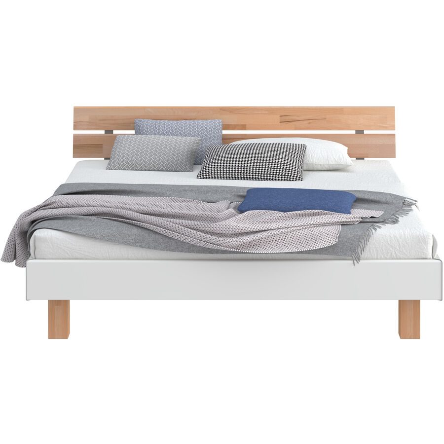 Modular Bett Livorno Braun/Weiss MDF/Holz 180 x 200 cm - Farbe: natur, weiss - Material: MDF, Buche - Bett