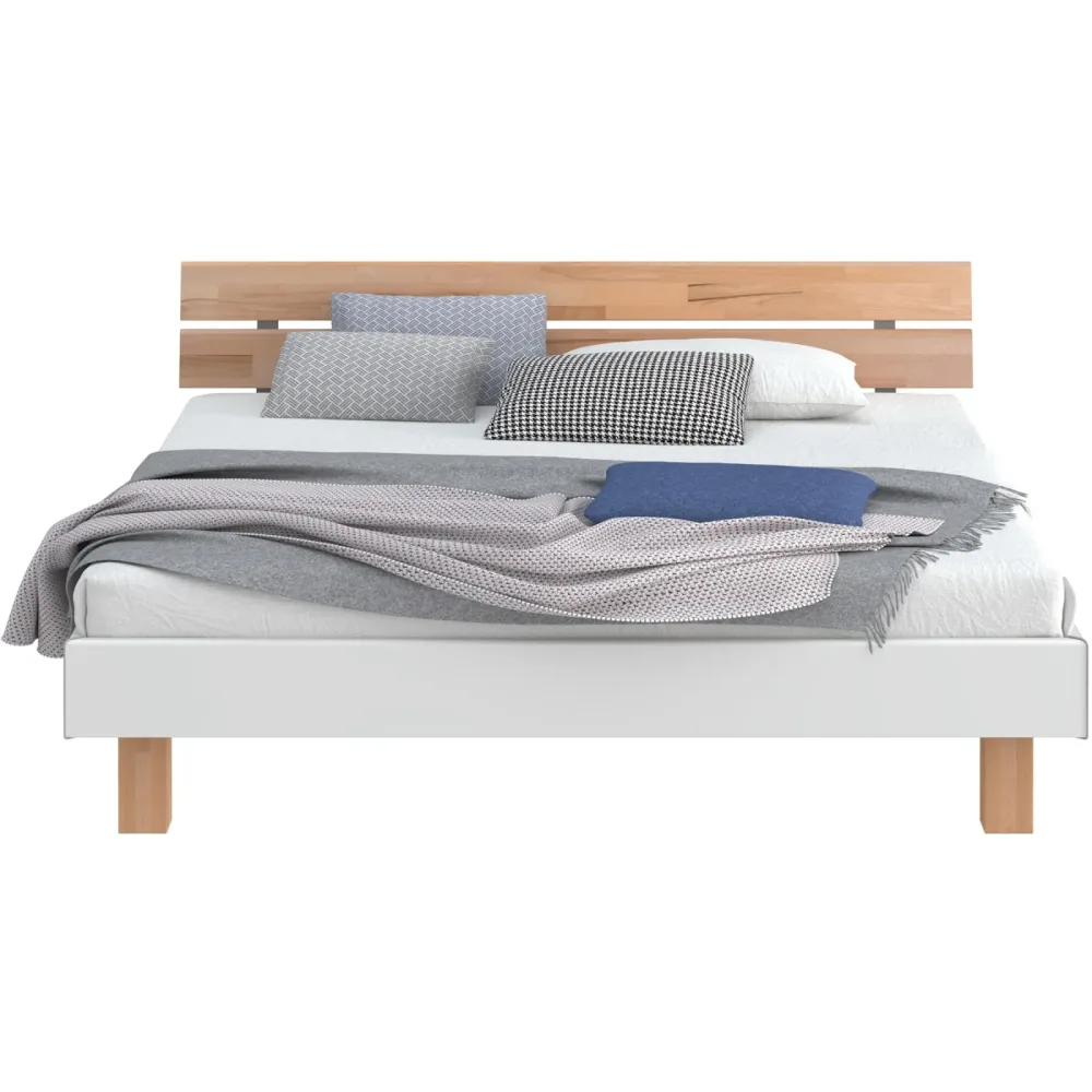 Modular Bett Livorno Braun/Weiss MDF/Holz 160 x 200 cm - Farbe: natur, weiss - Material: MDF, Buche - Bett