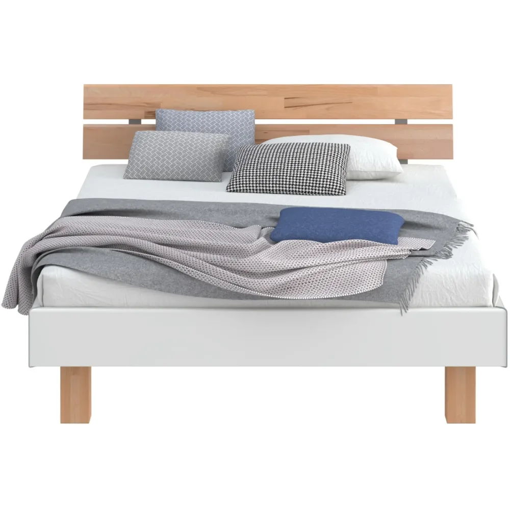 Modular Bett Livorno Braun/Weiss MDF/Holz 90 x 200 cm - Farbe: natur, weiss - Material: MDF, Buche - Bett