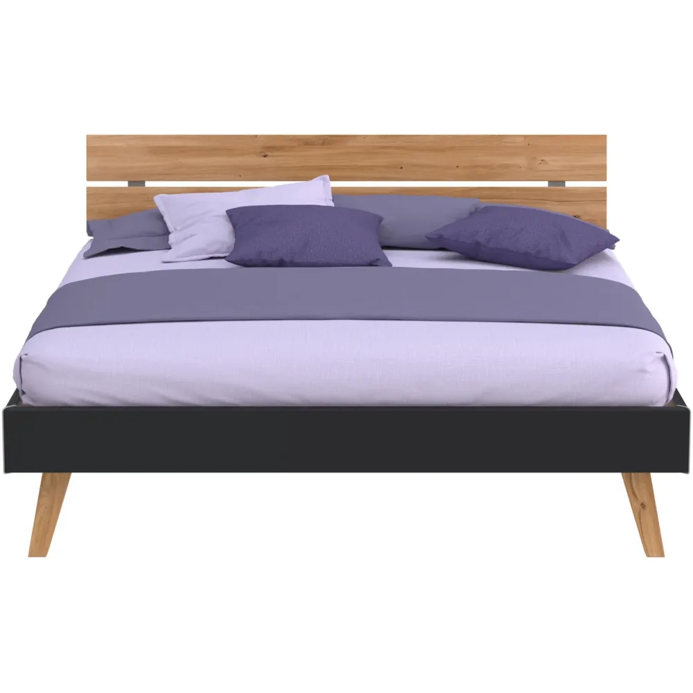 Modular Bett Livorno Braun/Schwarz MDF/Holz 180 x 200 cm - Farbe: natur, schwarz - Material: MDF, Wildeiche - Bett