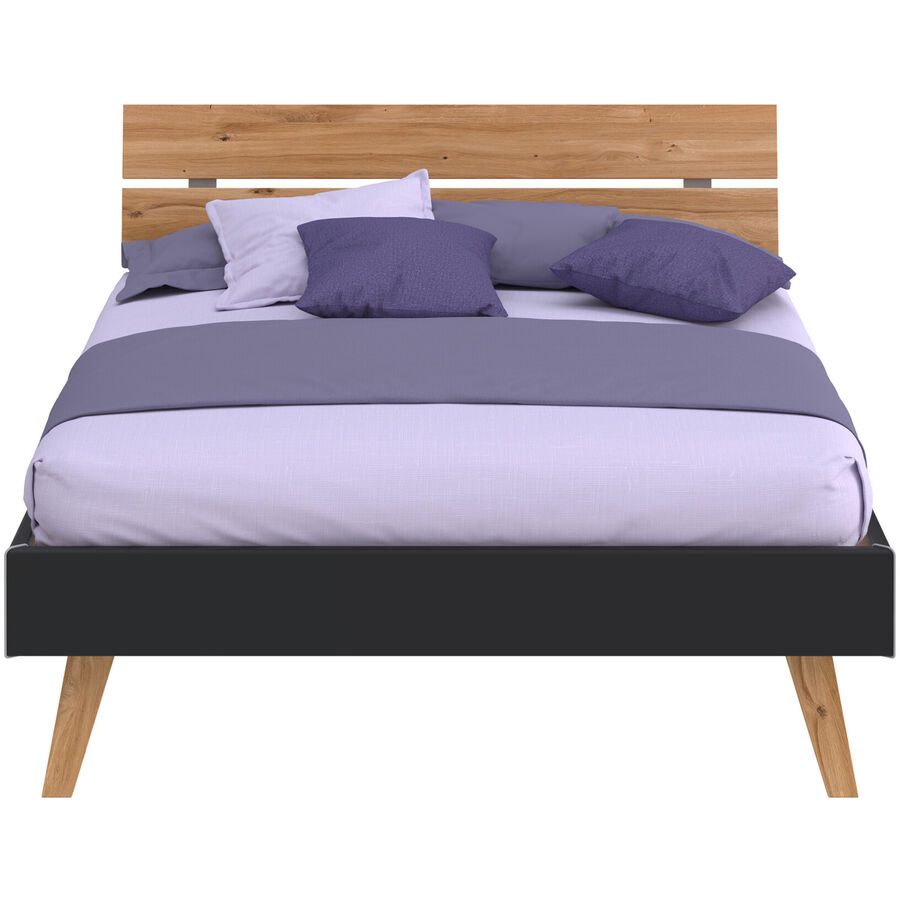 Modular Bett Livorno Braun/Schwarz MDF/Holz 90 x 200 cm - Farbe: natur, schwarz - Material: MDF, Wildeiche - Bett
