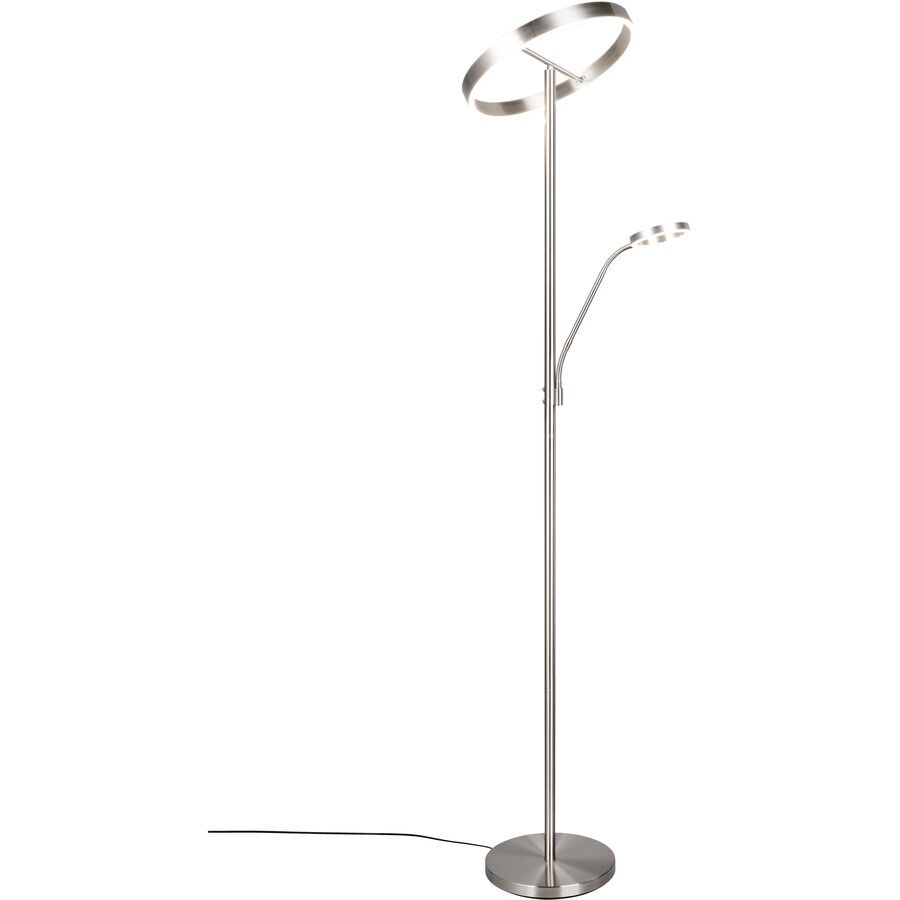 Stehlampe Darius Silber Metall 40 cm 180 cm - Farbe: Nickel matt - LED - Lichtfarbe: Extra warmweiss - Helles Neutralweiss - Stehlampe- LED