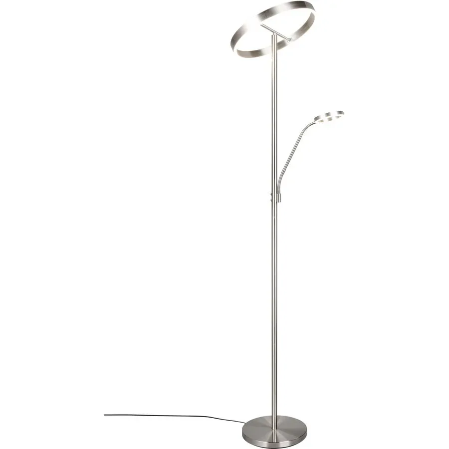 Stehlampe Darius Silber Metall 40 cm 180 cm - Farbe: Nickel matt - LED - Lichtfarbe: Extra warmweiss - Helles Neutralweiss - Stehlampe- LED