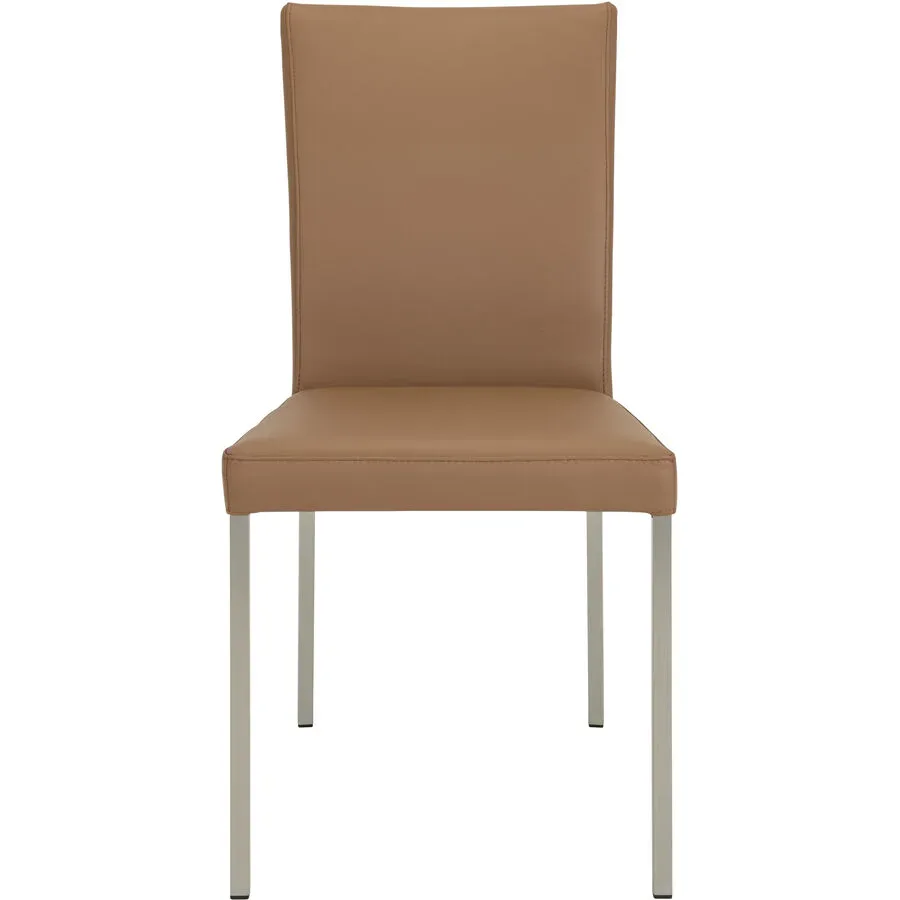 Stuhl Pilar Braun Leder/Stahl 45 cm - Farbe: cognac - Stuhl