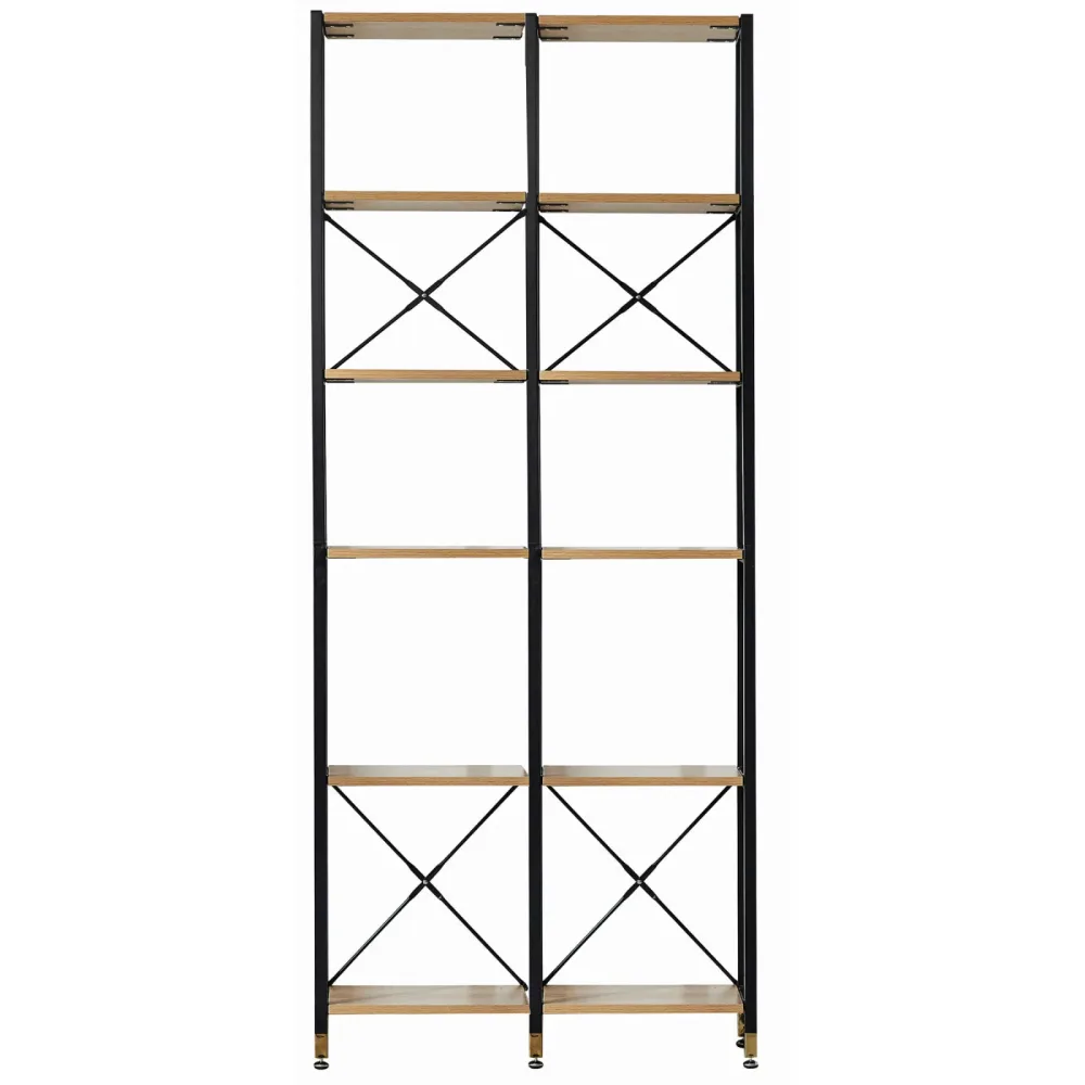 Regal Tim Braun/Schwarz MDF/Metall 87.5 cm 210 cm - Farbe: natur, schwarz - Material: MDF, Metall - Regal