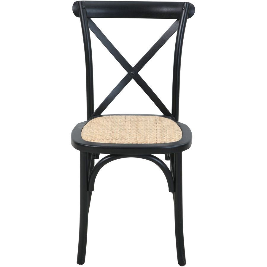 Stuhl 2er-Set Kenas Schwarz/Beige Holz/Rattan 48 cm Stapelbar - Farbe: natur - Material: Hevea, Rattan - Stuhl 2er-Set