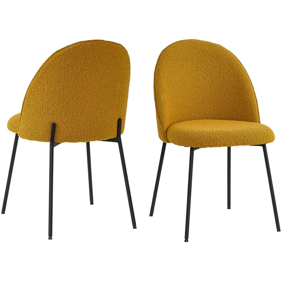 Stuhl 2er-Set Aloha Gelb Metall/Polyester 49.5 cm - Farbe: senfgelb - Material: Metall, Bouclé Optik - Stuhl 2er-Set