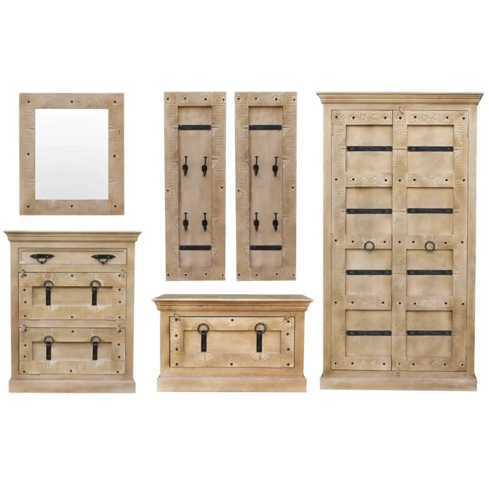 Garderobenmöbel Daipur Braun Holz/Metall 373 cm 180 cm - Farbe: natur - Garderobenmöbel