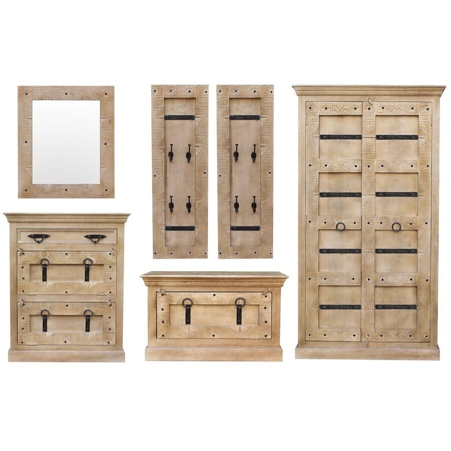 Garderobenmöbel Daipur Braun Holz/Metall 373 cm 180 cm - Farbe: natur - Garderobenmöbel