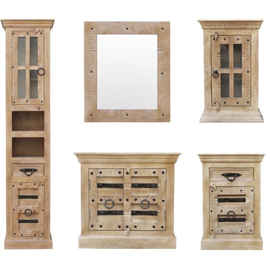 Badmöbel-Set Daipur Holz 272 cm 41 cm 188 cm - Farbe: natur - Badmöbel-Set