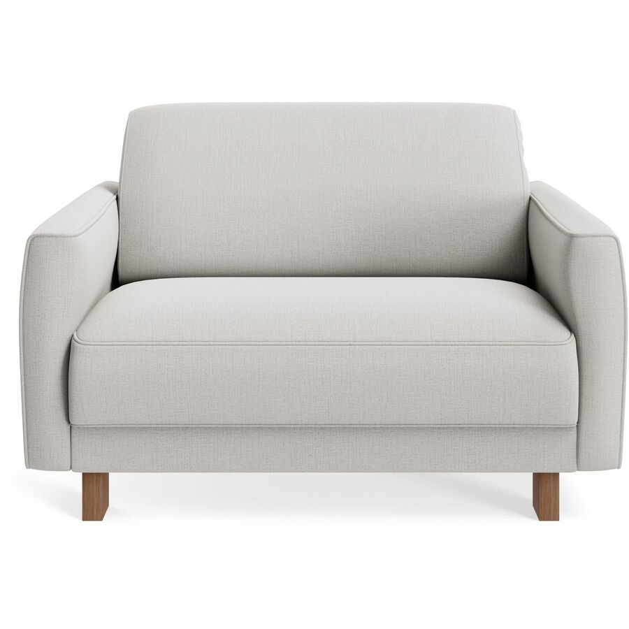 Sessel Avena Beige/Braun Stoff/Holz 117 cm 96 cm - Farbe: Cream, Braun - Material: Stoff, Walnuss - Möbel Konfigurator: Traummöbel individuell