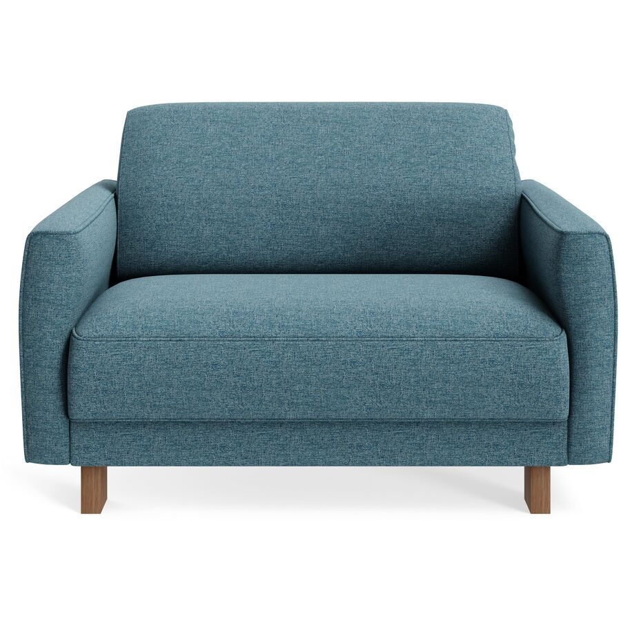 Sessel Avena Cyan Stoff/Holz 117 cm 96 cm - Farbe: petrol - Material: Stoff, Walnuss - Möbel Konfigurator: Traummöbel individuell zusammenstellen -