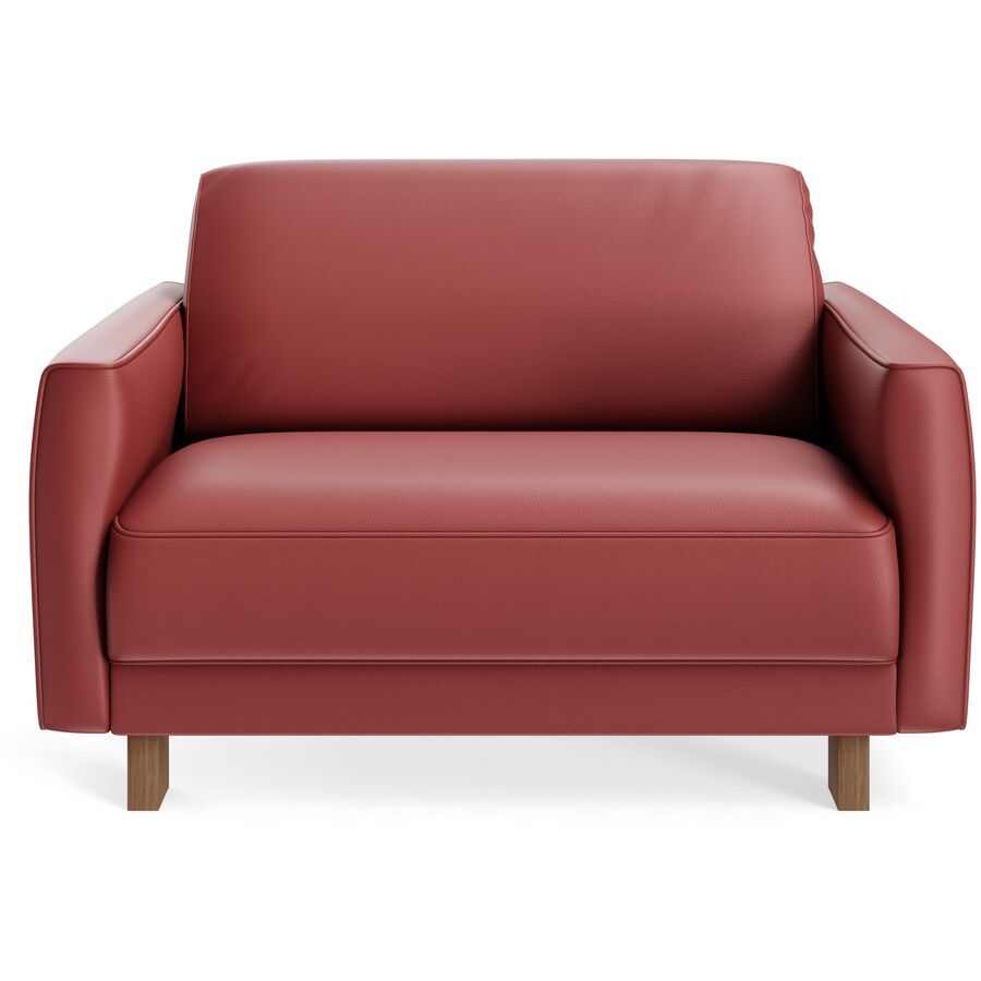 Sessel Avena Rot Leder/Holz 117 cm 96 cm - Farbe: dunkelrot - Material: Leder, Walnuss - Möbel Konfigurator: Traummöbel individuell zusammenstellen -