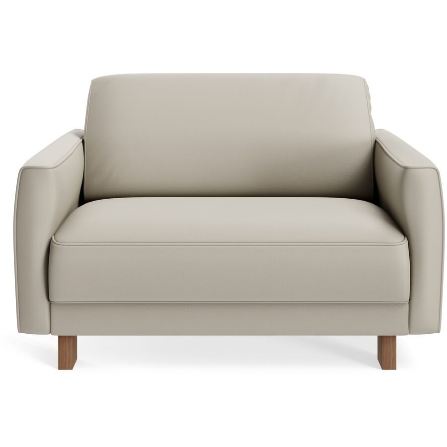 Sessel Avena Grau Leder/Holz 117 cm 96 cm - Material: Leder, Walnuss - Möbel Konfigurator: Traummöbel individuell zusammenstellen - Sessel